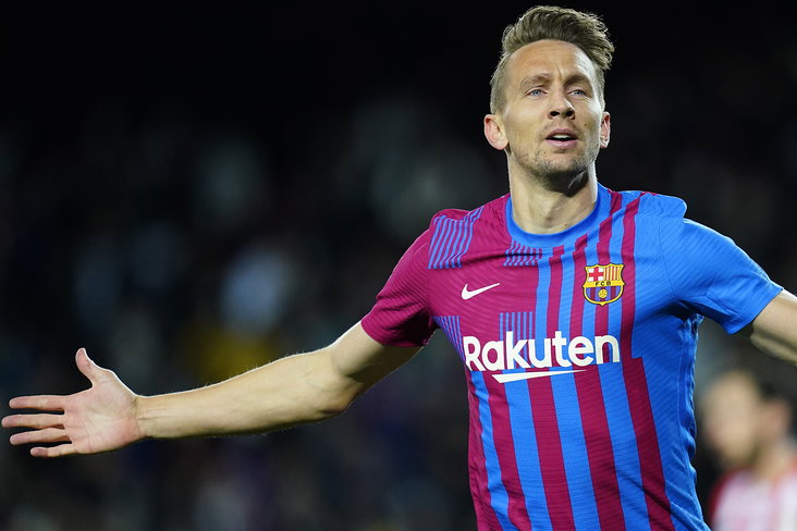 Luuk de Jong viert een treffer namens FC Barcelona