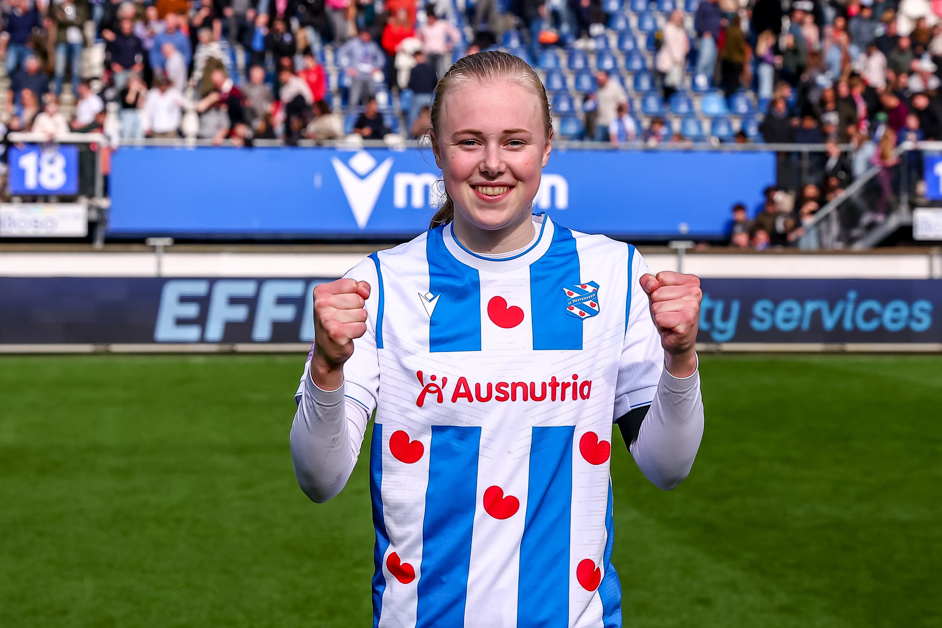 Lyanne Iedema na de overwinning op Ajax
