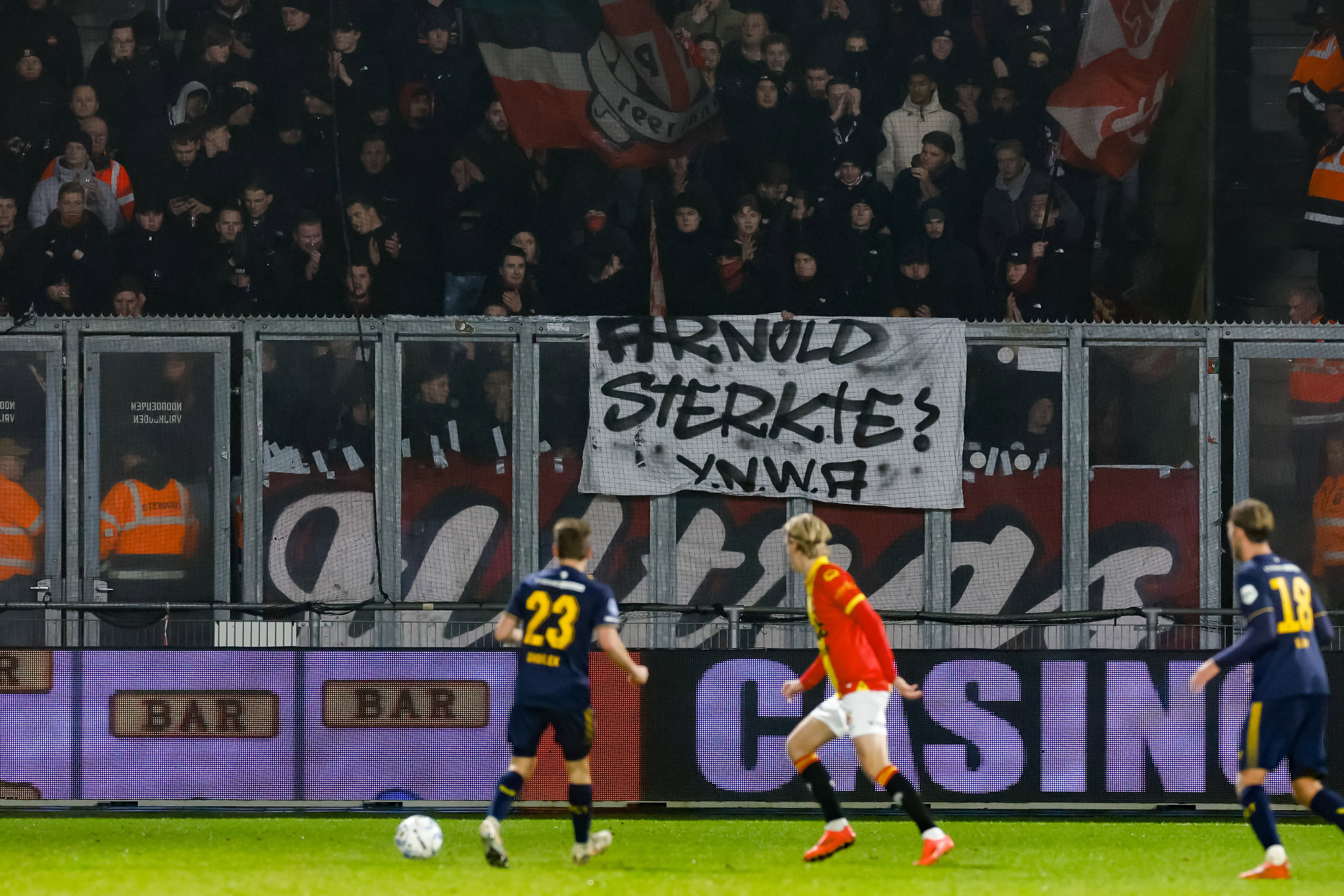 Spandoek voor Arnold Bruggink bij het uitvak