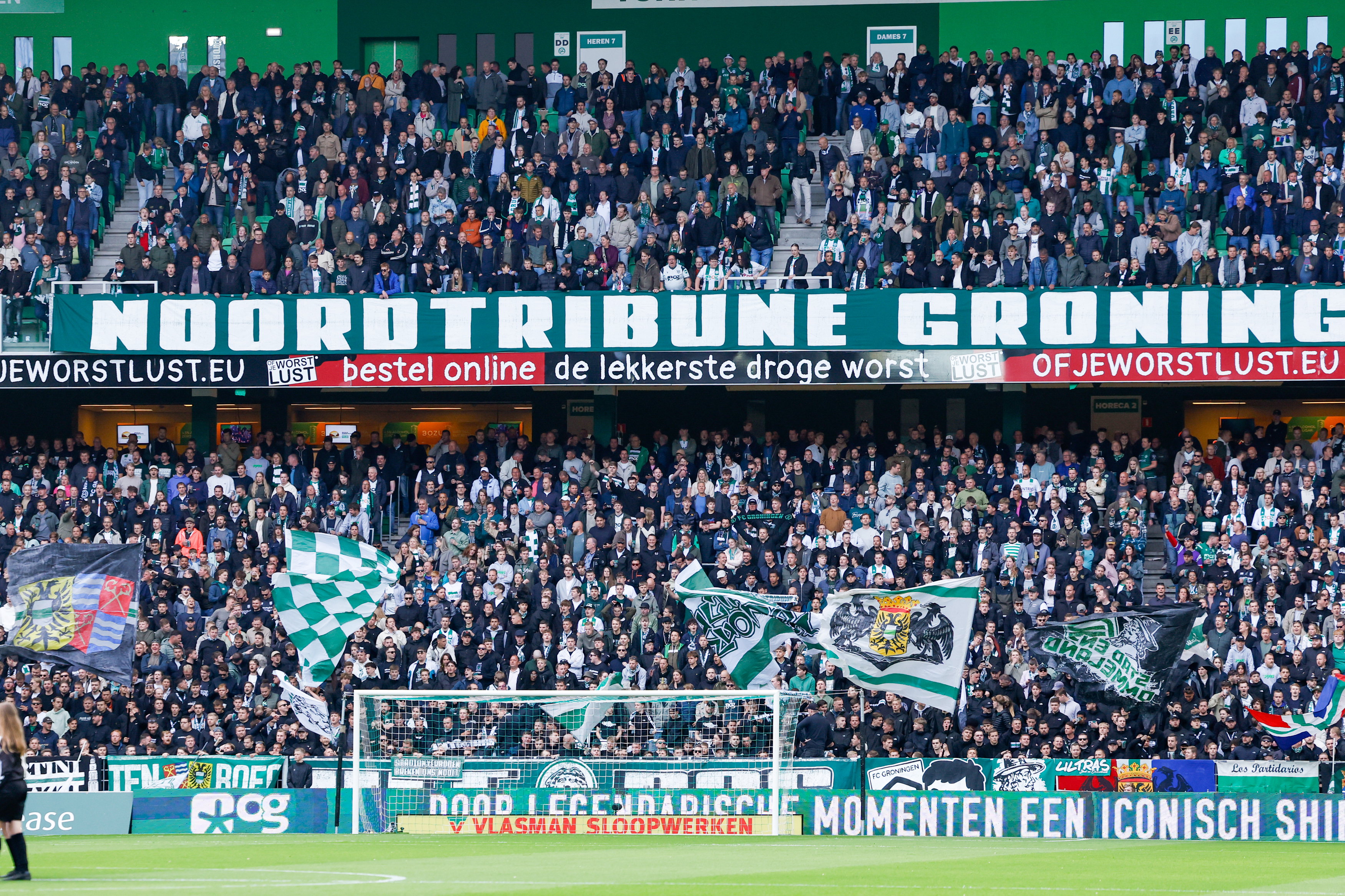FC Groningen-supporters op de Noordtribune