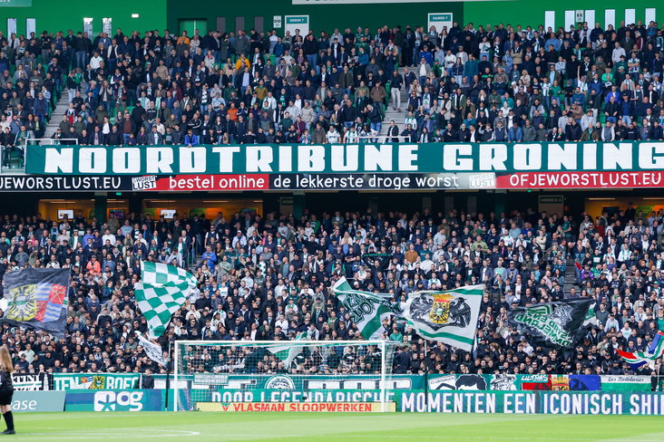 FC Groningen-supporters op de Noordtribune