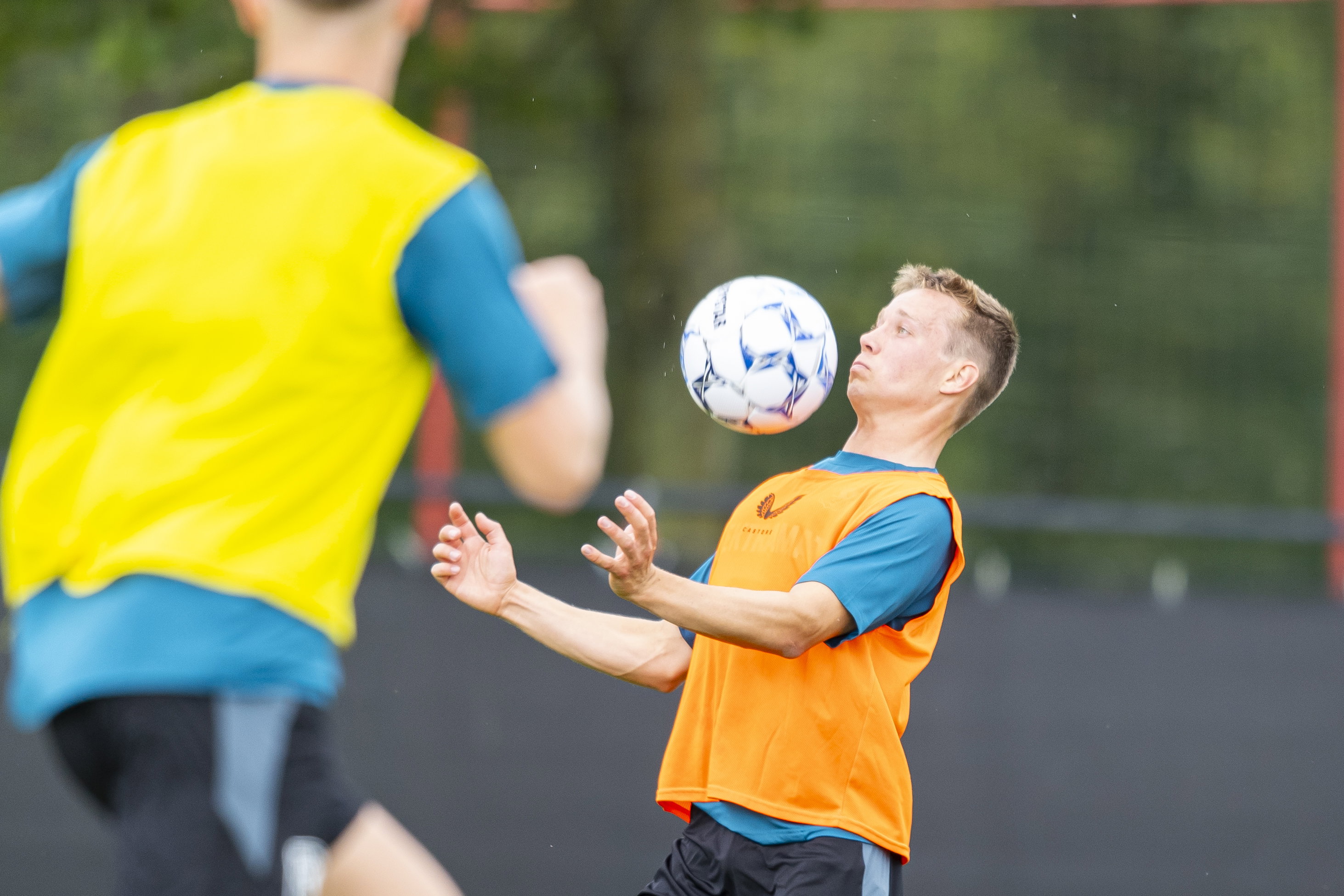 Mathias Kjolo op de eerste training van het seizoen