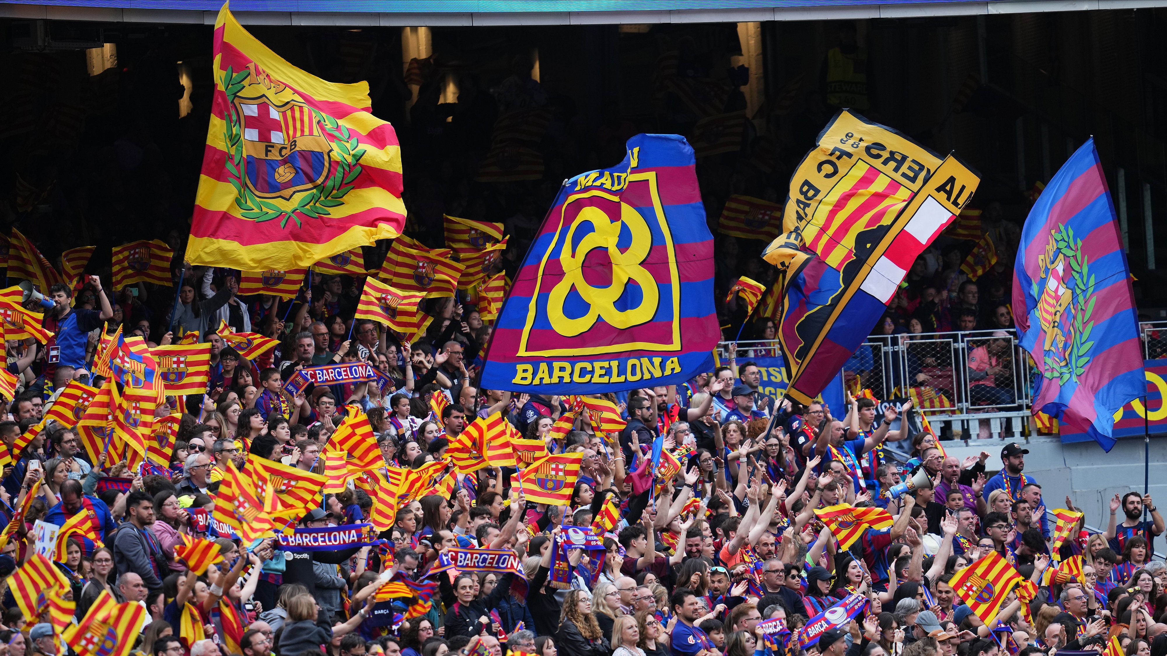 Fans van FC Barcelona in Camp Nou