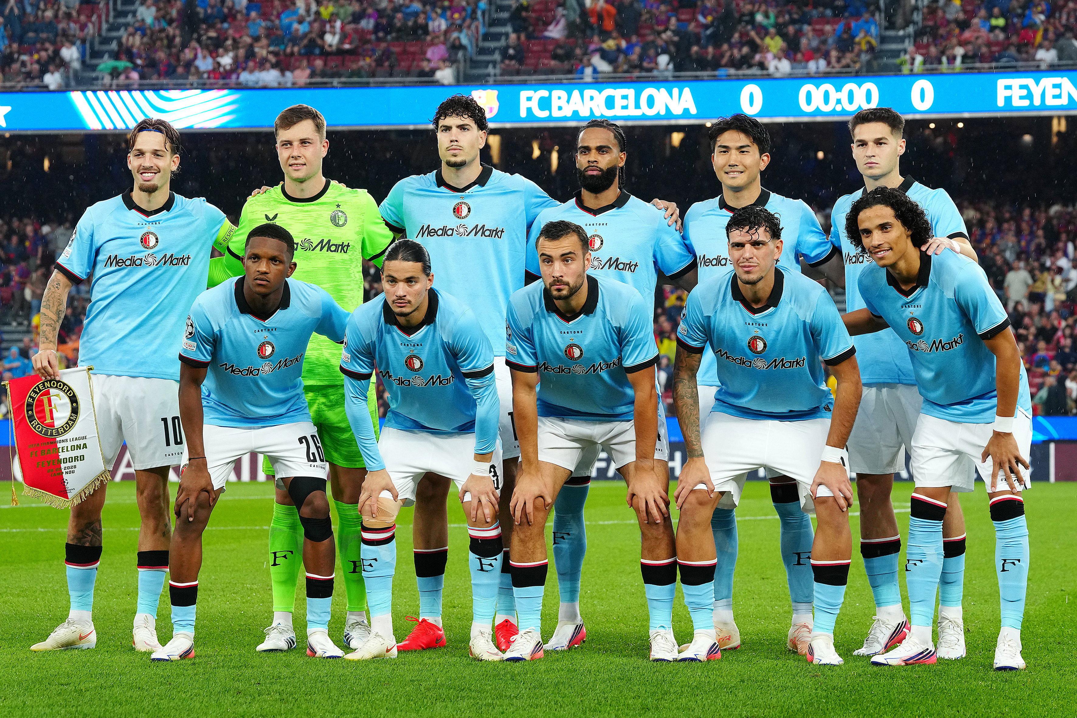 Feyenoord in het uitduel tegen FC Barcelona