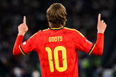 Mika Godts na zijn doelpunt voor België