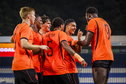 Jong Oranje viert een treffer tegen Jong Bosnië en Herzegovina