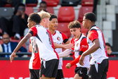 Feyenoord O19 juicht na een goal in de Youth League