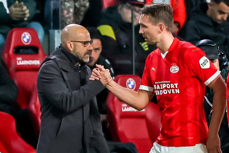 Peter Bosz en Luuk de Jong in het Philips Stadion
