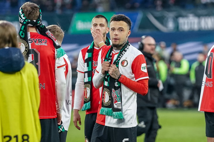 Quilindschy Hartman na de zege van Feyenoord in de TOTO KNVB beker