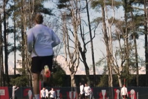 Santiago Gimenez op de training bij AC Milan