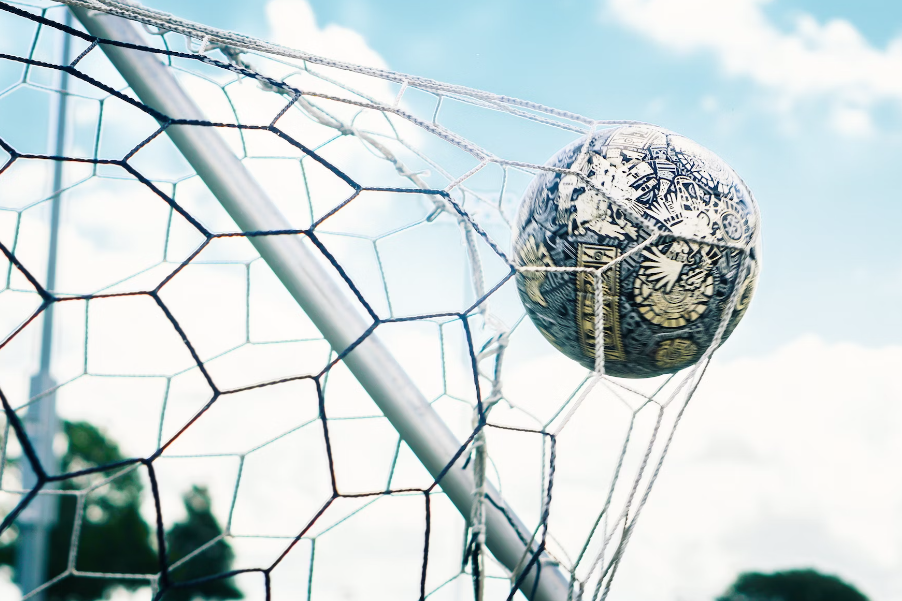Een aluminium voetbaldoel