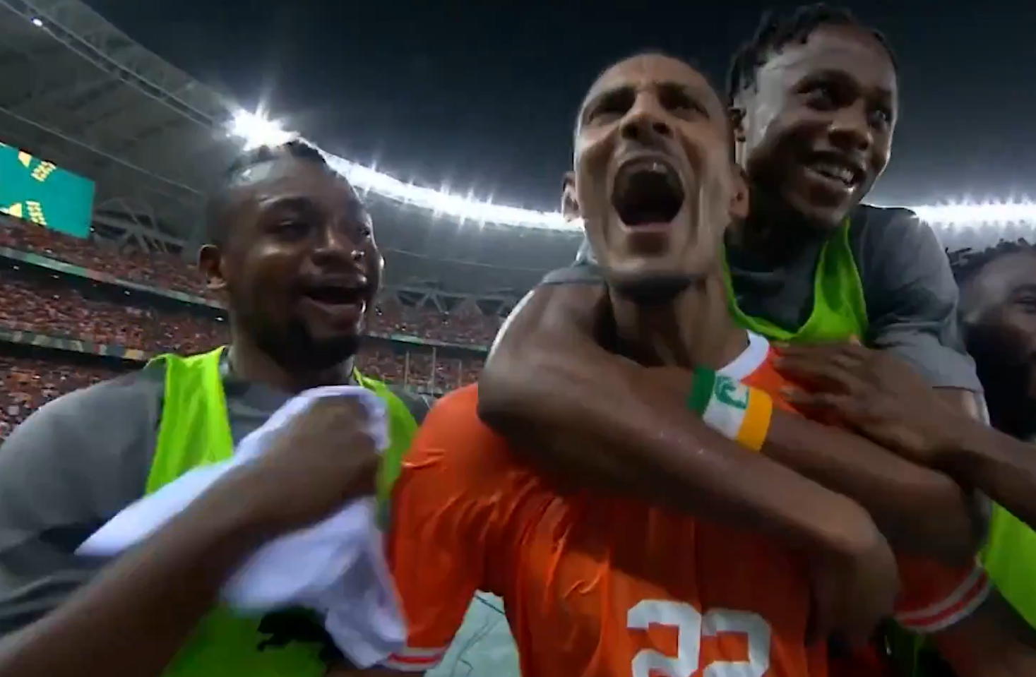 Ontlading bij Sébastien Haller na zijn goal in de finale van de Afrika Cup