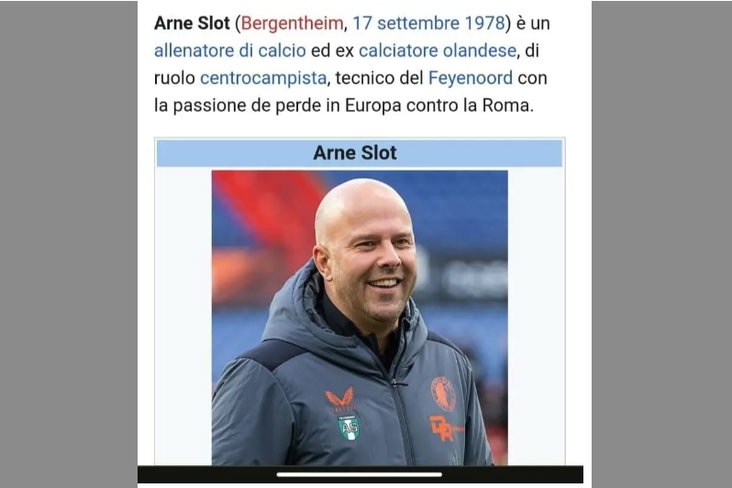 Arne Slot op de Italiaanse Wikipedia
