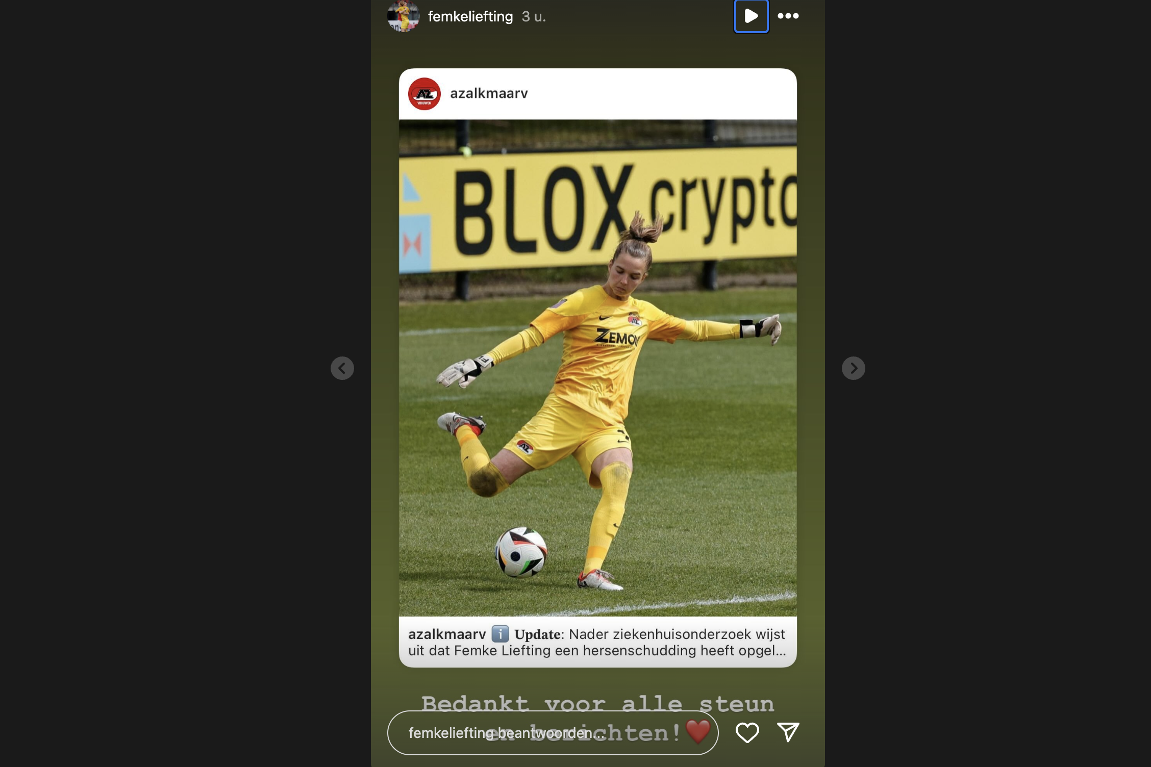 De Instagram Story van Femke Liefting
