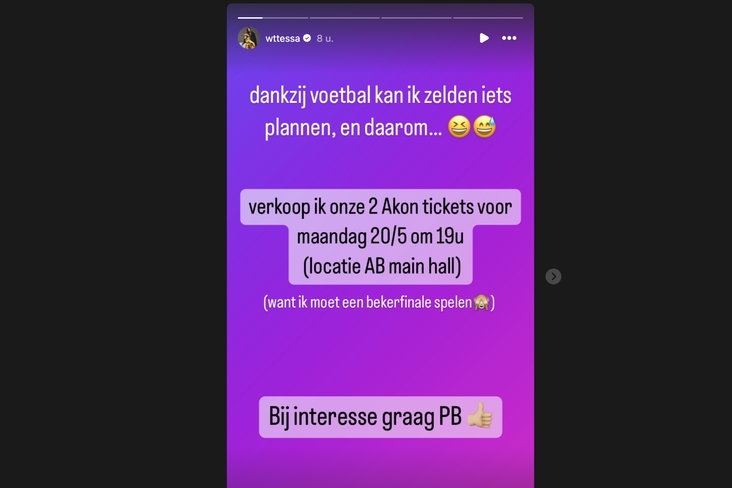 De Instagram Story van Tessa Wullaert