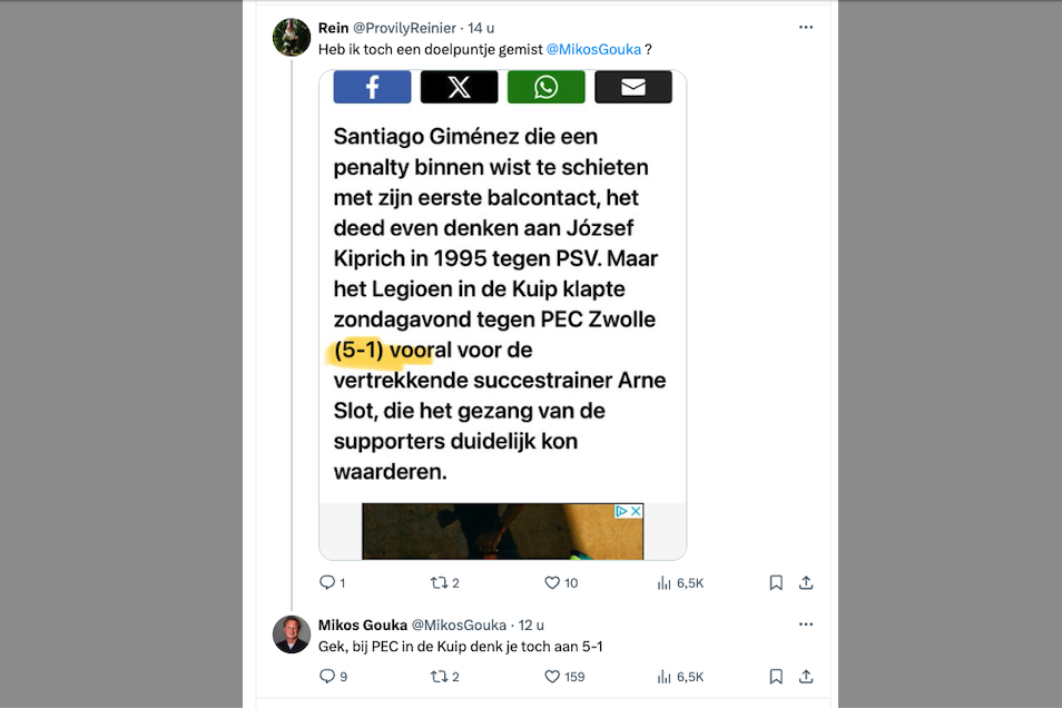Mikous Gouka reageert op een klein foutje