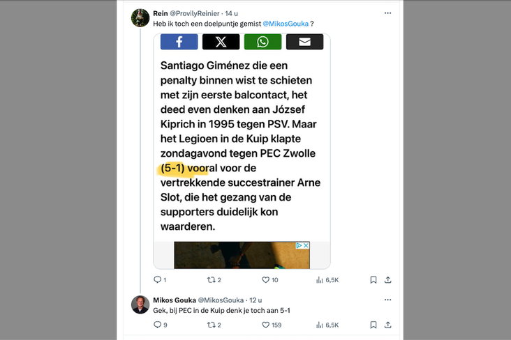 Mikous Gouka reageert op een klein foutje