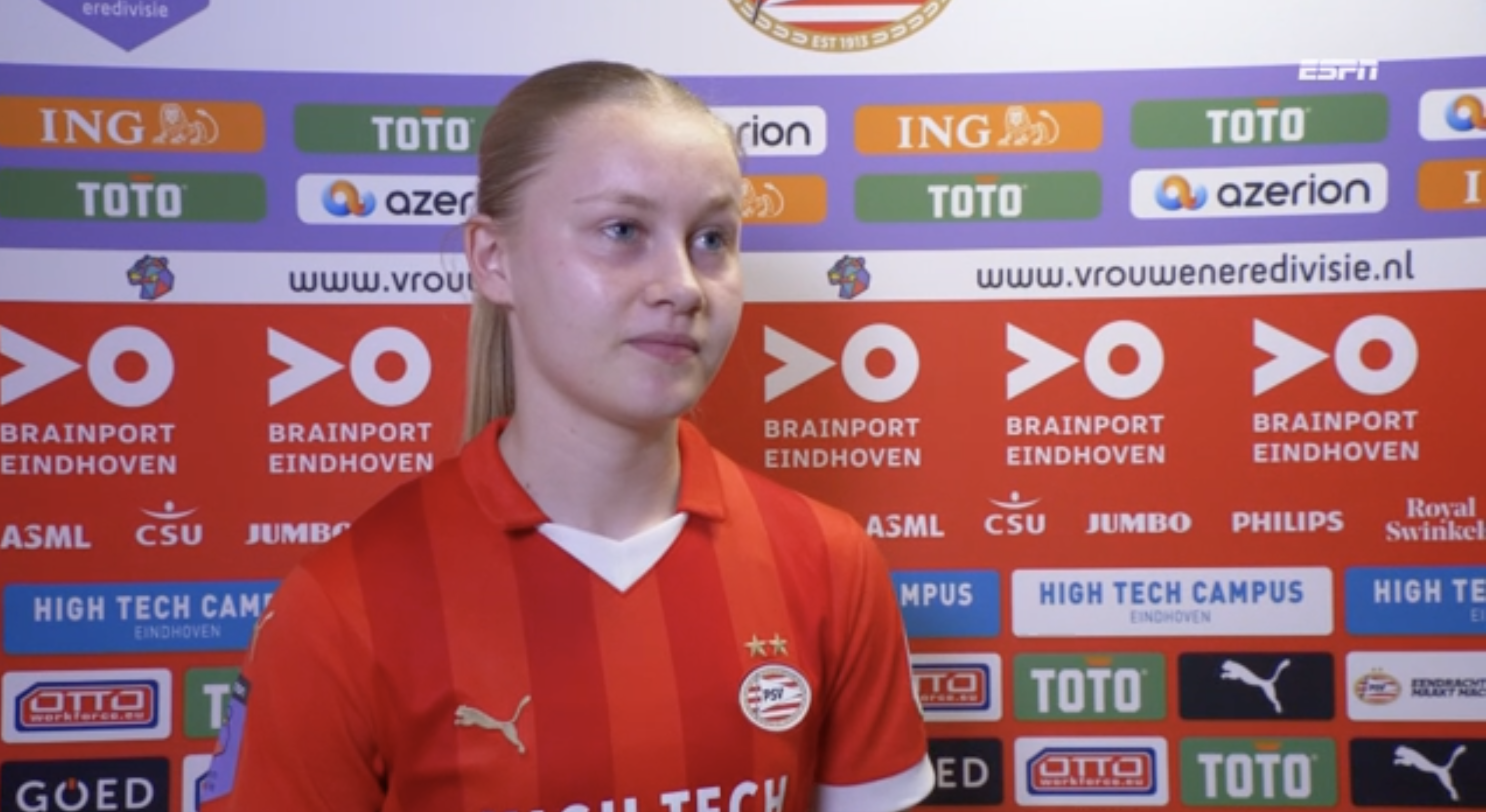 Ranneke Derks (PSV) vlak na haar debuut in de hoofdmacht