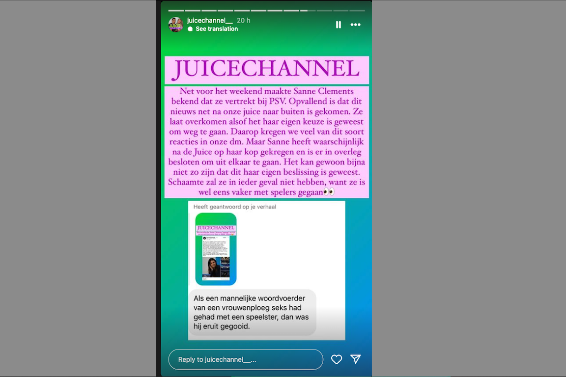 Juicechannel doet een boekje open over Sanne Clements
