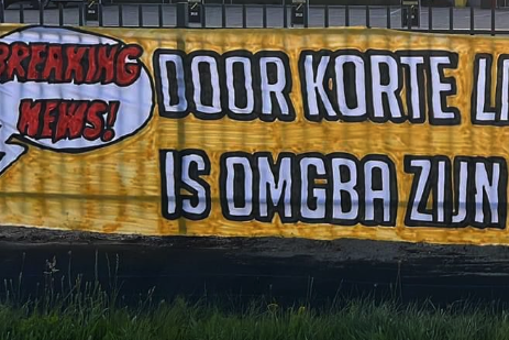 Spandoek voor Aimé Omgba in Breda