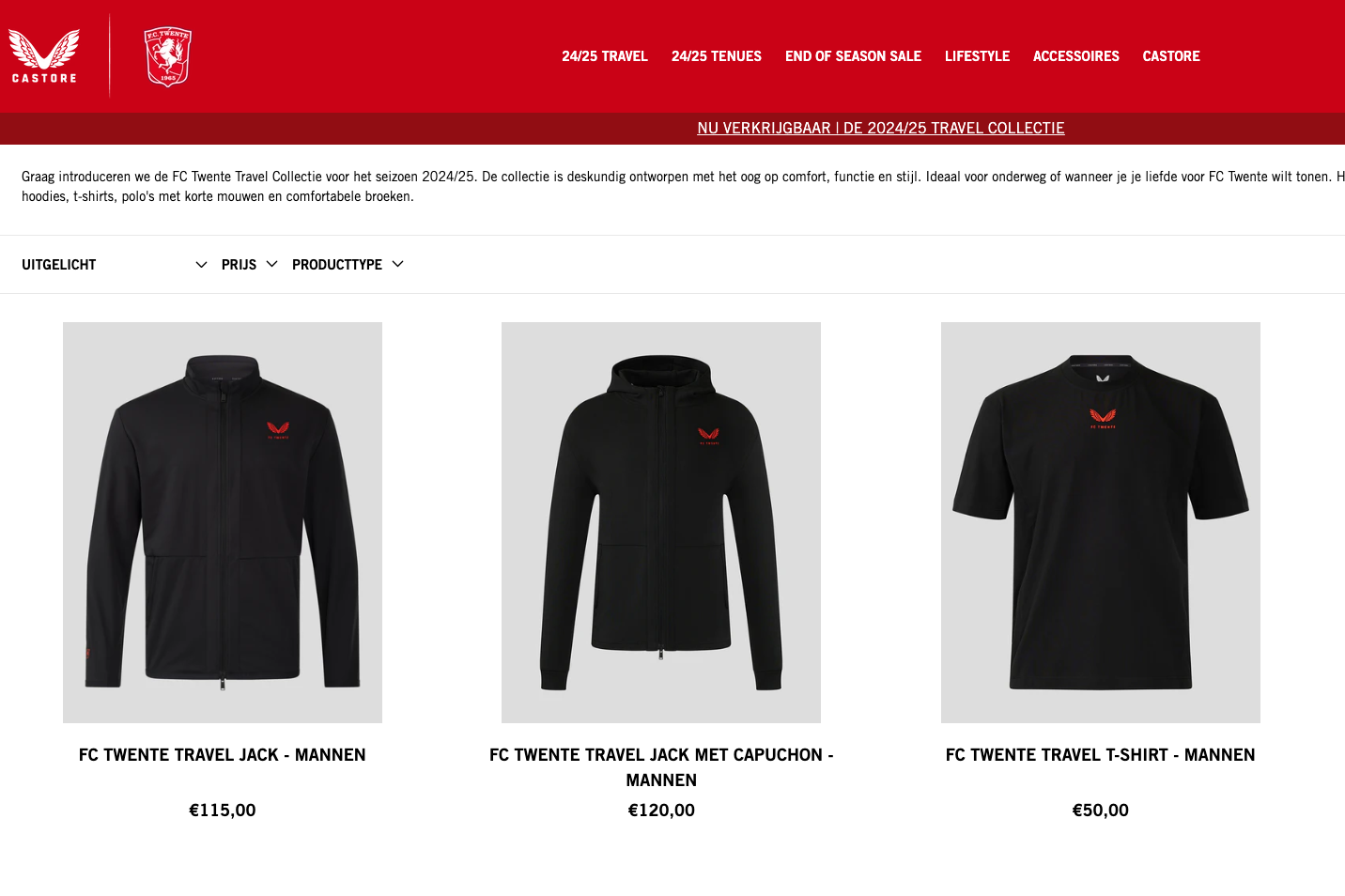 Castore-artikelen in de FC Twente Fanstore