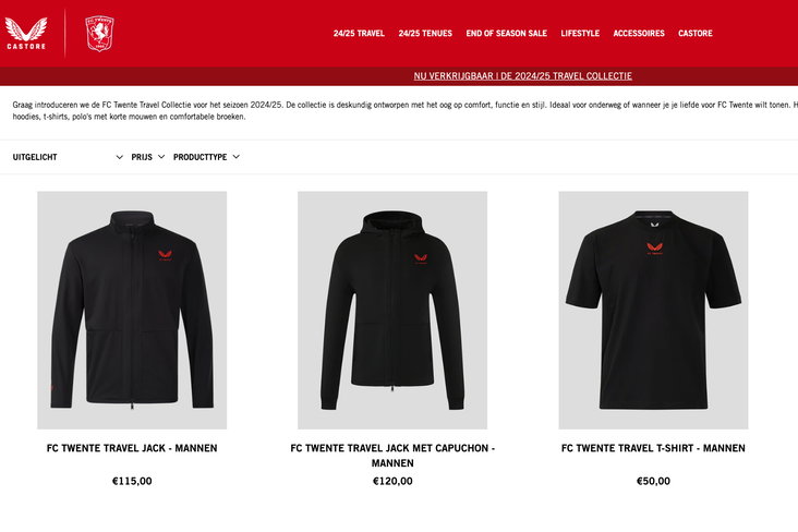 Castore-artikelen in de FC Twente Fanstore