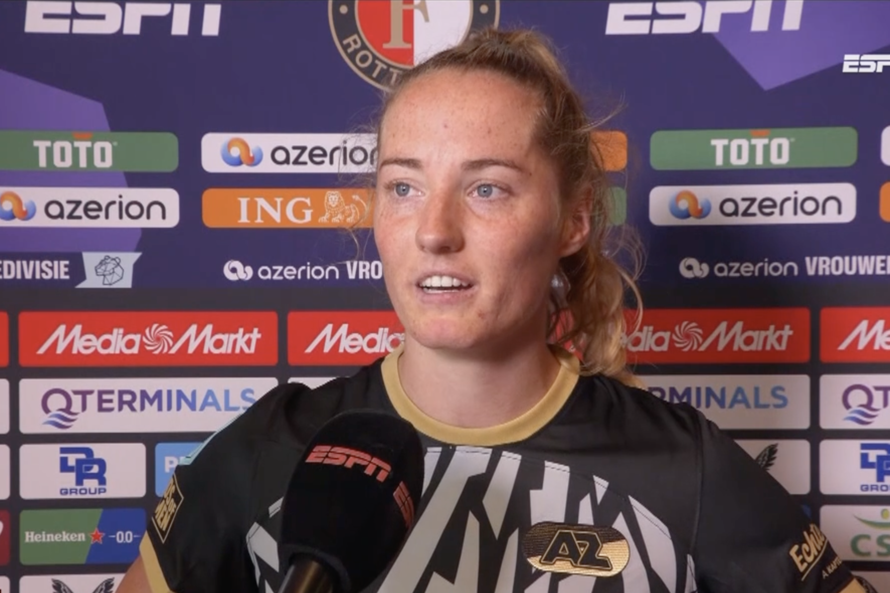 Ilvy Zijp voor de camera van ESPN