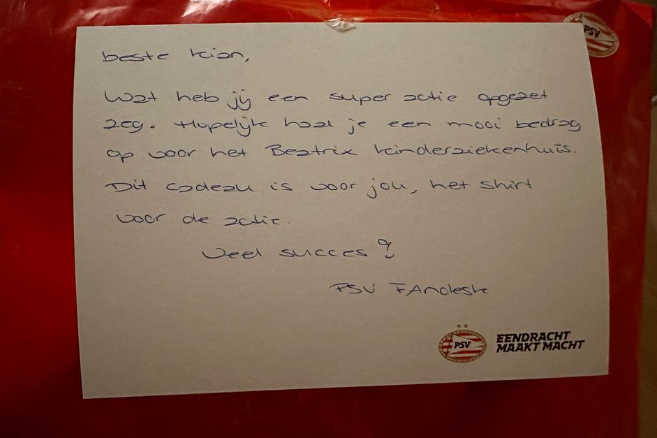 Ook PSV steunt de actie van Kian