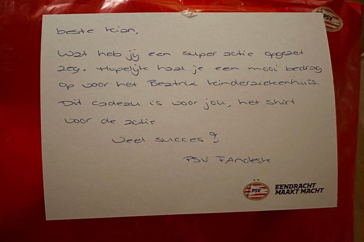 Ook PSV steunt de actie van Kian