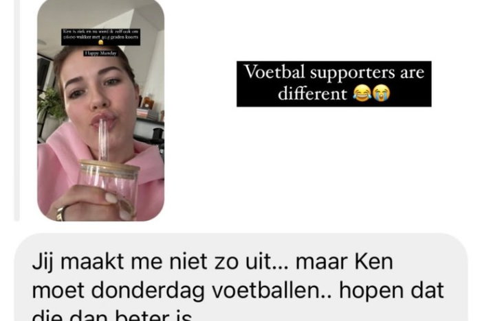 Jade Anna kreeg een bericht van een Ajax-supporter op Instagram
