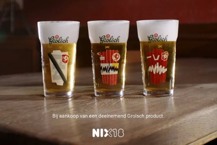 De drie nieuwe glazen van Grolsch en FC Twente