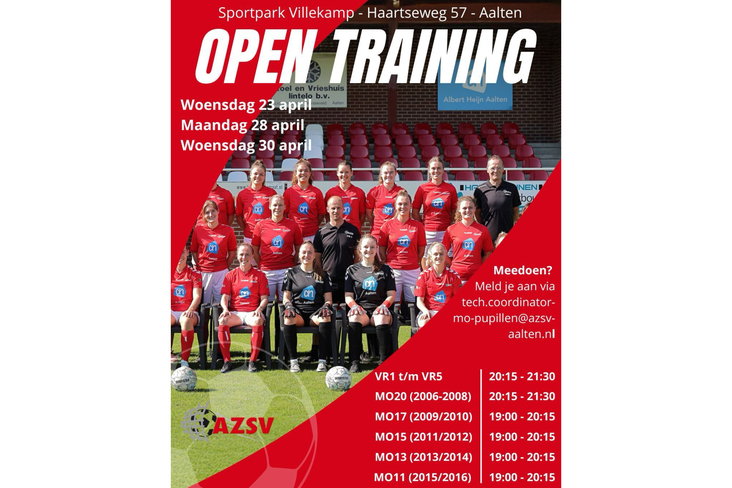 AZSV organiseert open trainingen