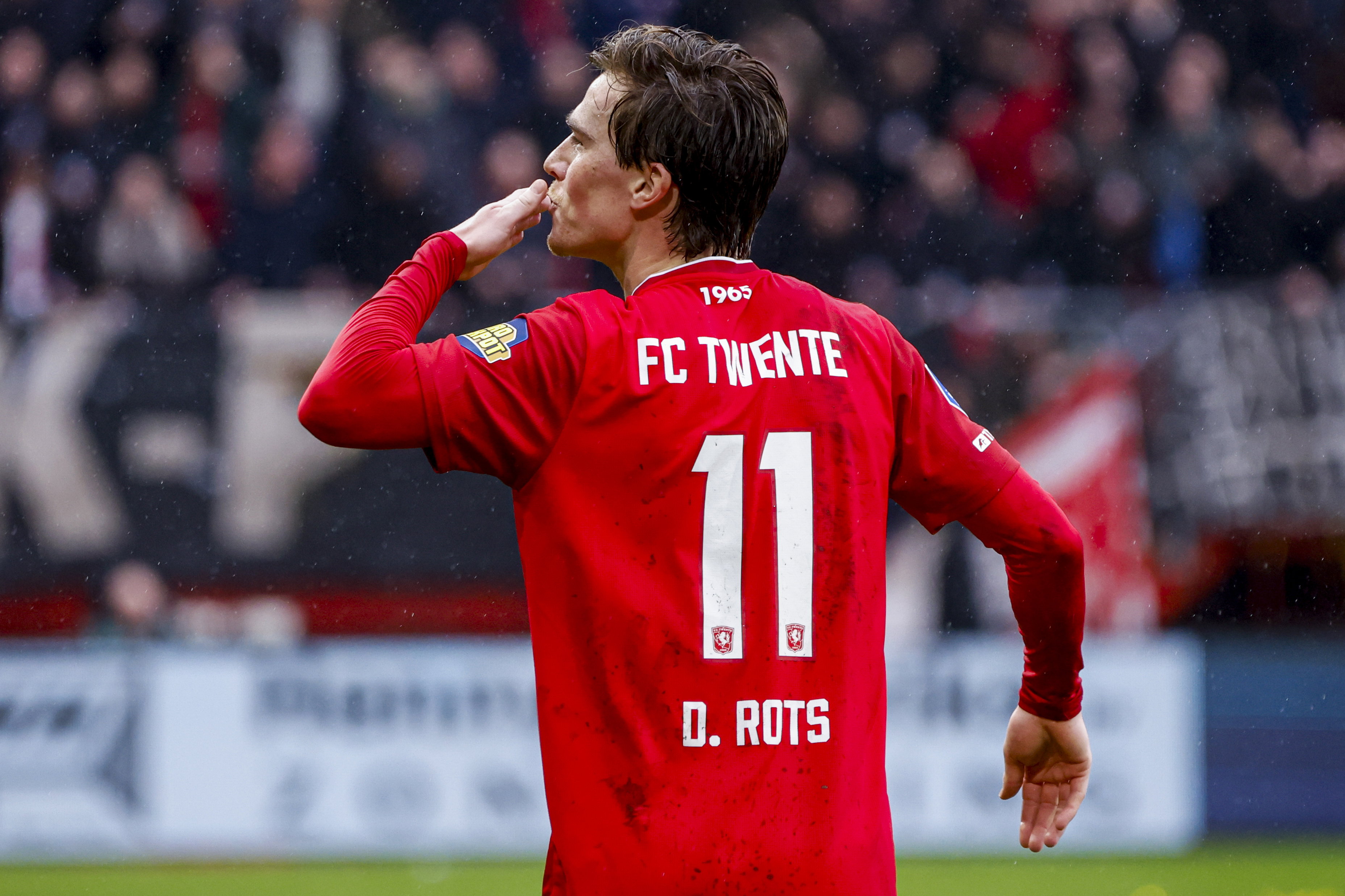 Daan Rots na zijn doelpunt voor FC Twente