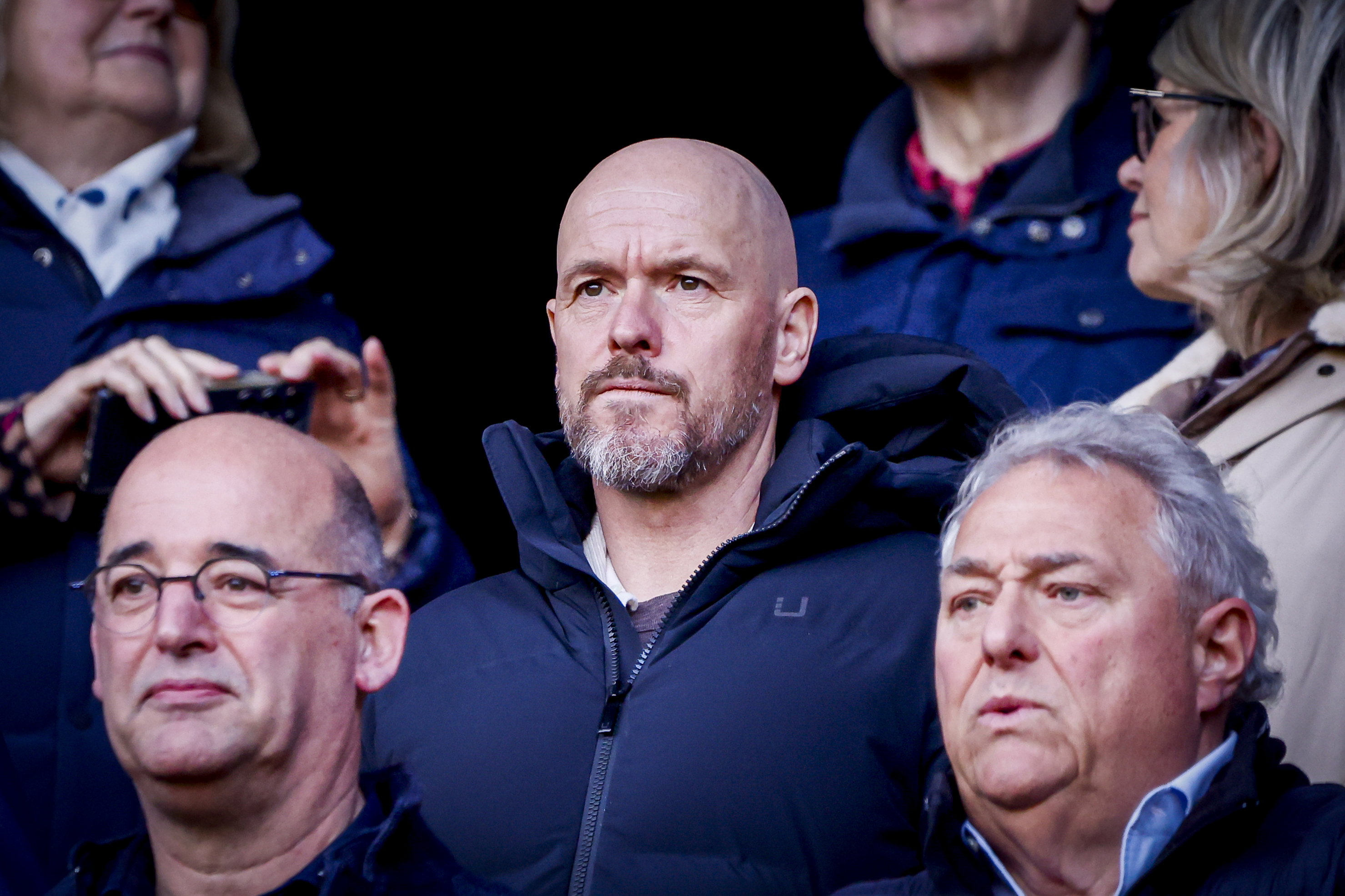 Erik ten Hag op de tribune bij FC Twente