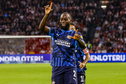 Lutsharel Geertruida viert zijn goal tegen Ajax