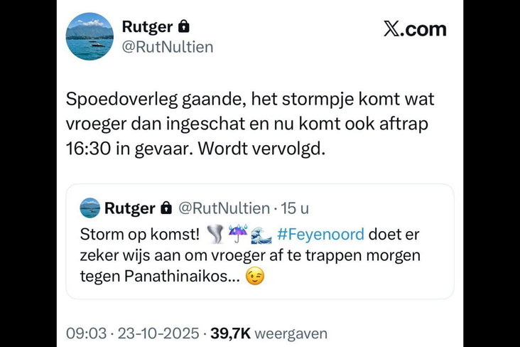 De post van Rutger op X