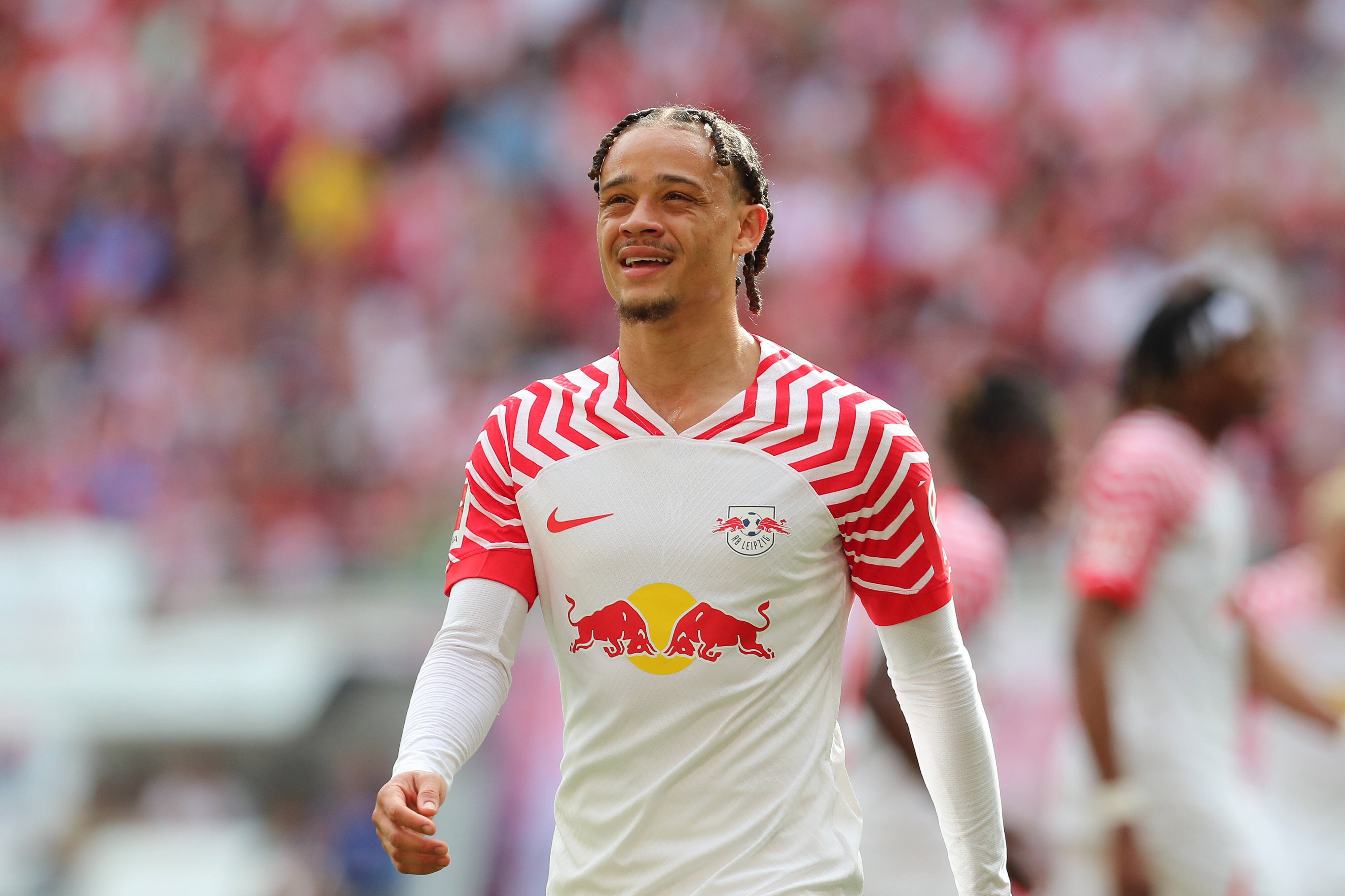 Xavi Simons in het shirt van RB Leipzig