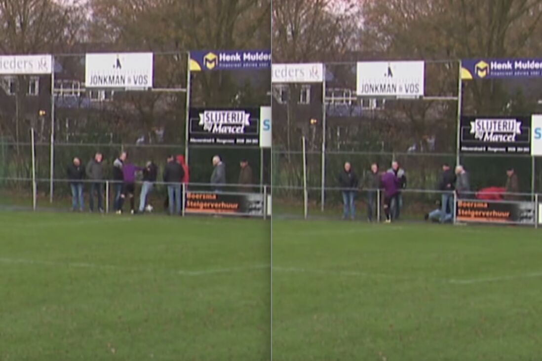 Supporter valt om na duwtje keeper