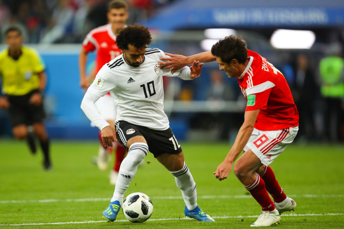 Mohamed Salah in actie namens Egypte