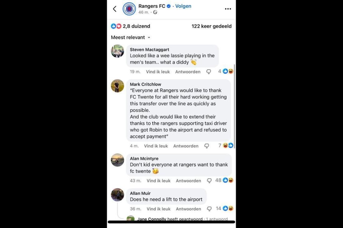 Reacties van Rangers-fans op vertrek Robin Propper