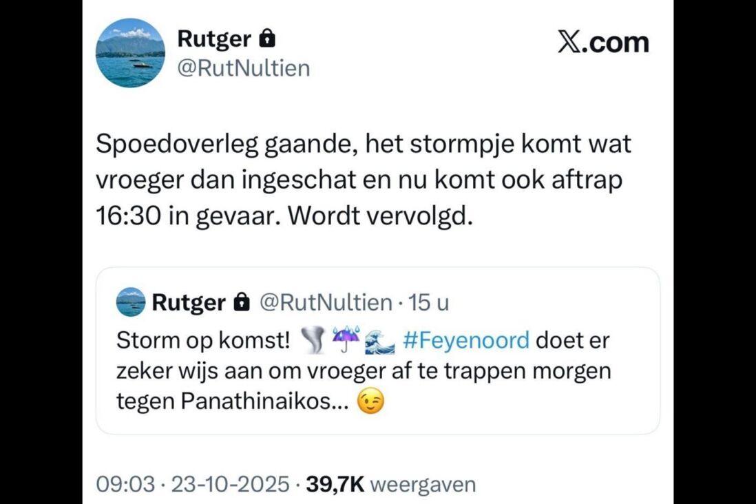 De post van Rutger op X