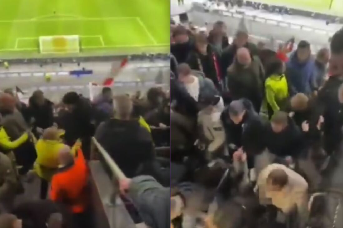 Fans van Galatasaray in het vak bij Ajax