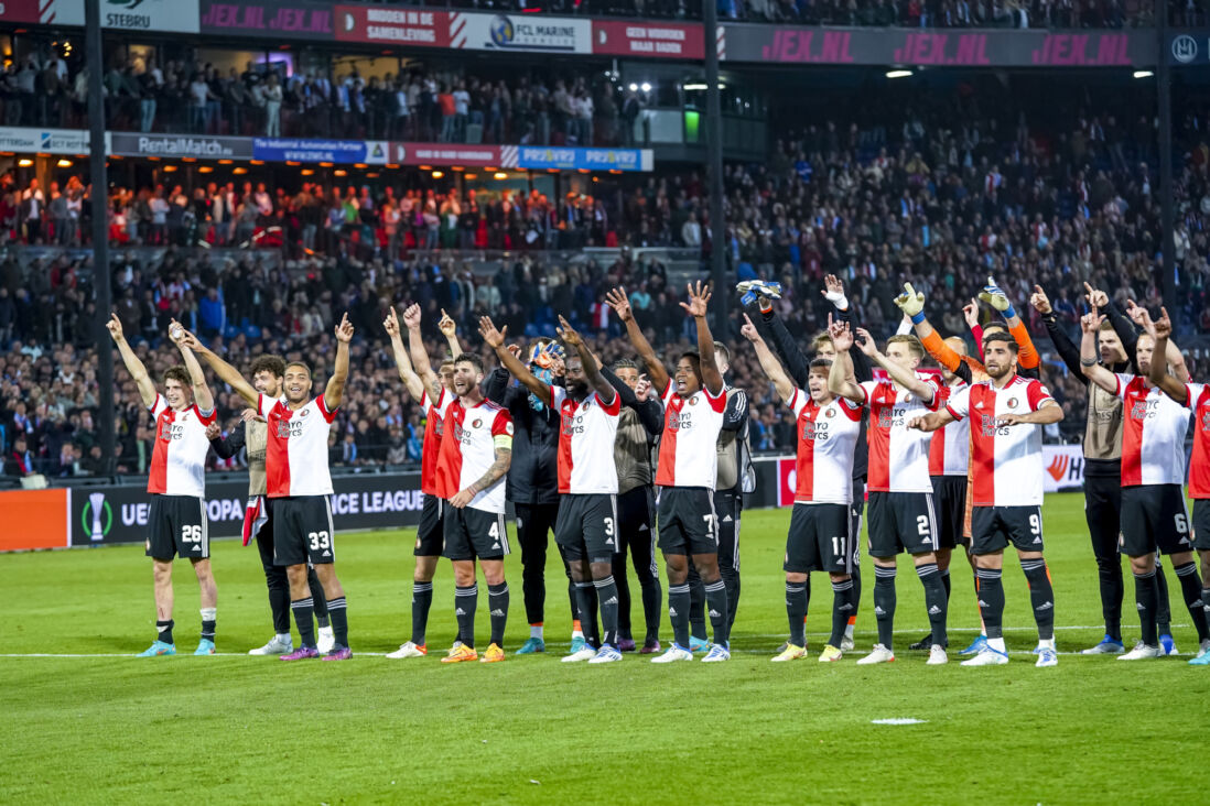 Spelers van Feyenoord na de thuiswedstrijd tegen Marseille