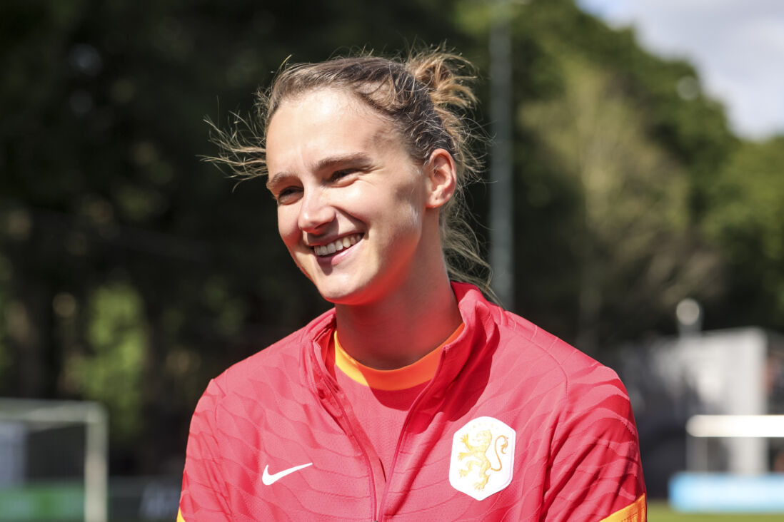 Vivianne Miedema tijdens een training van de OranjeLeeuwinnen