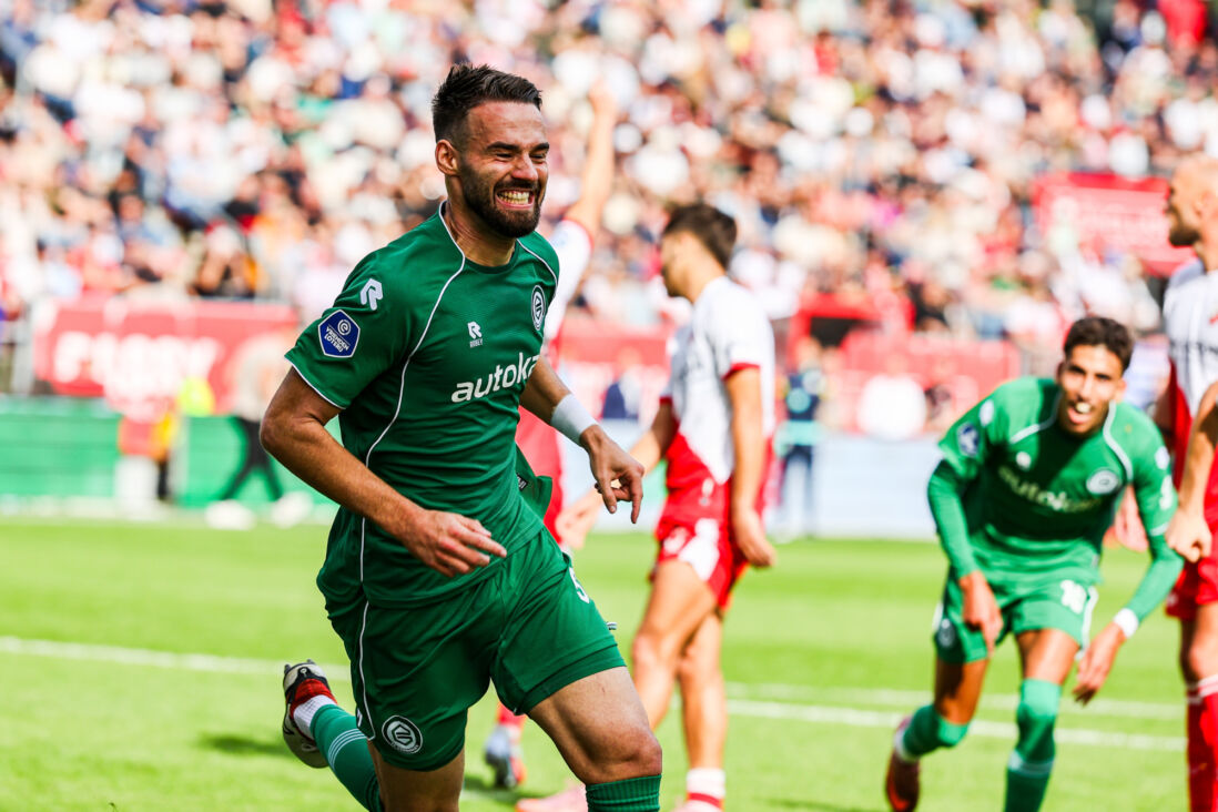 Marco Rente (FC Groningen) na zijn goal tegen FC Utrecht