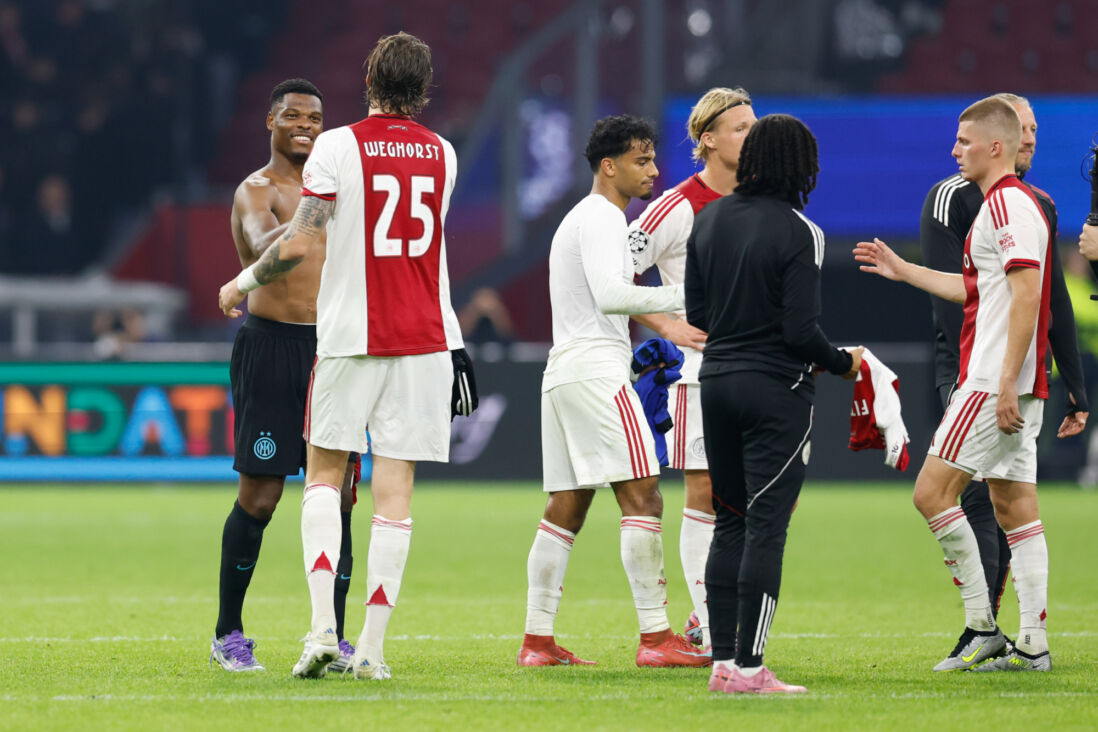 Denzel Dumfries, Wout Weghorst, Owen Wijndal, Kasper Dolberg en Anton Gaaei