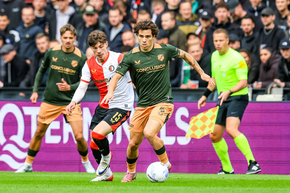 Miguel Rodríguez (FC Utrecht) en Jordan Bos (Feyenoord)