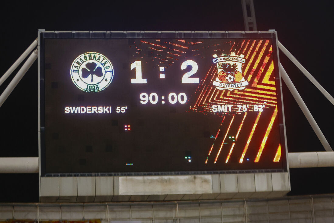 De eindstand op het scorebord in Athene