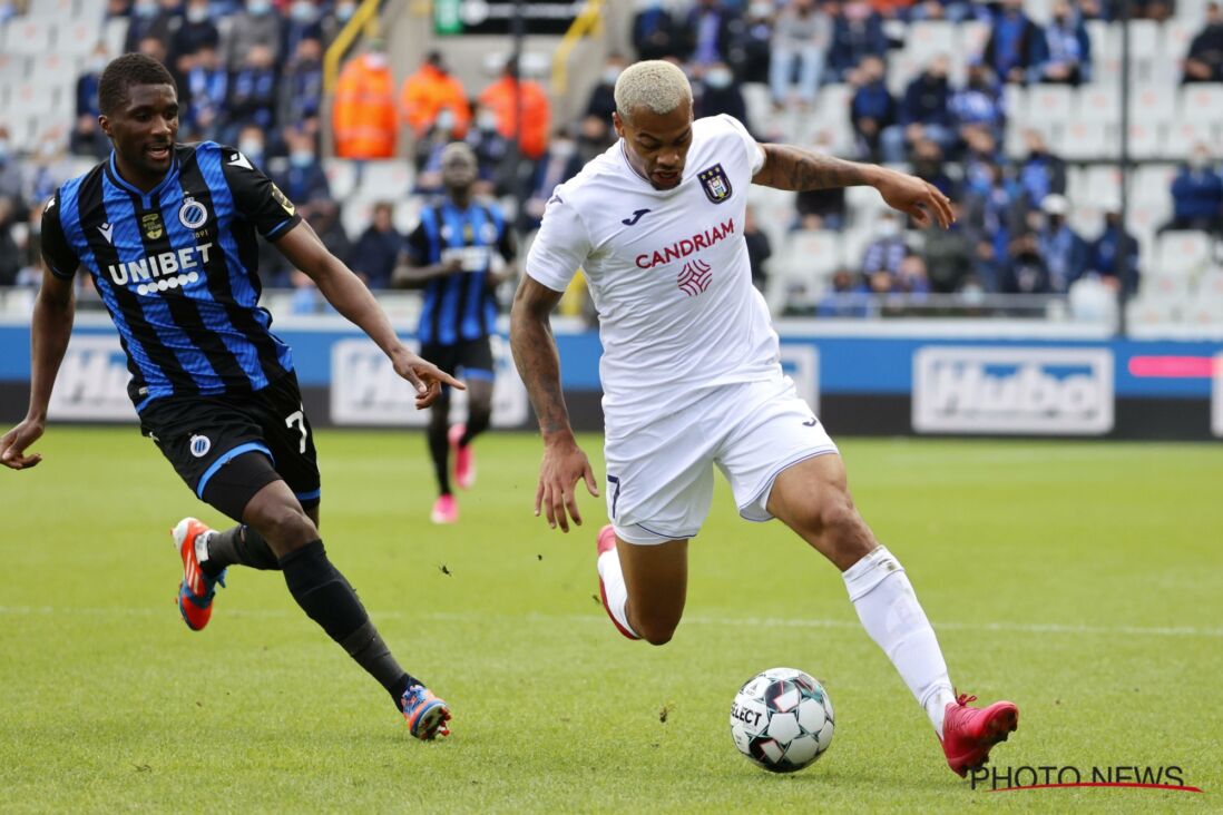 Lukas Nmecha van Anderlecht in de uitwedstrijd tegen Club Brugge