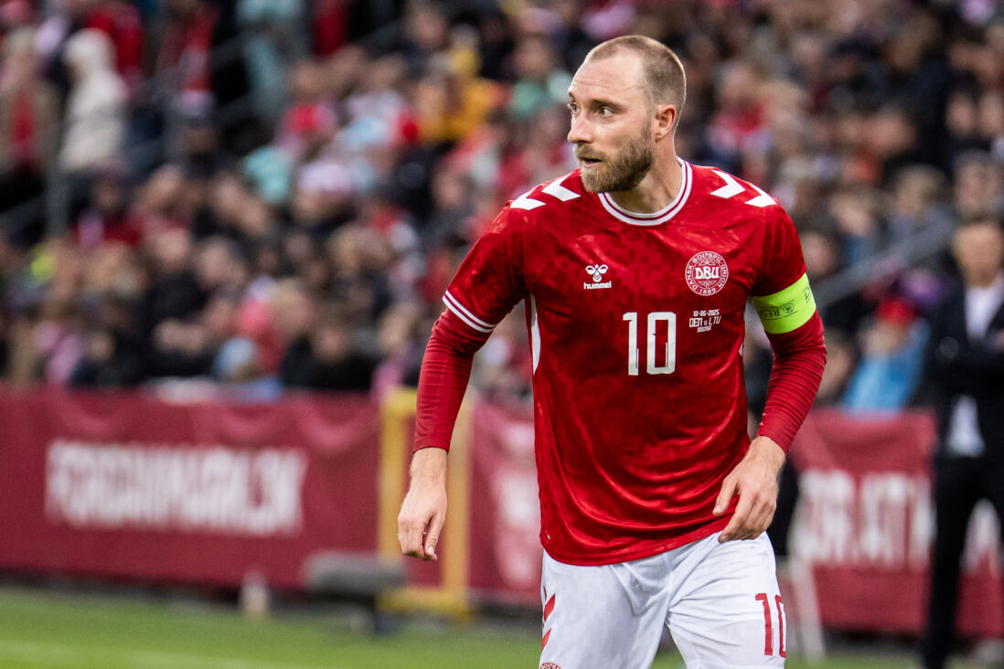 Christian Eriksen in het stadion Odense
